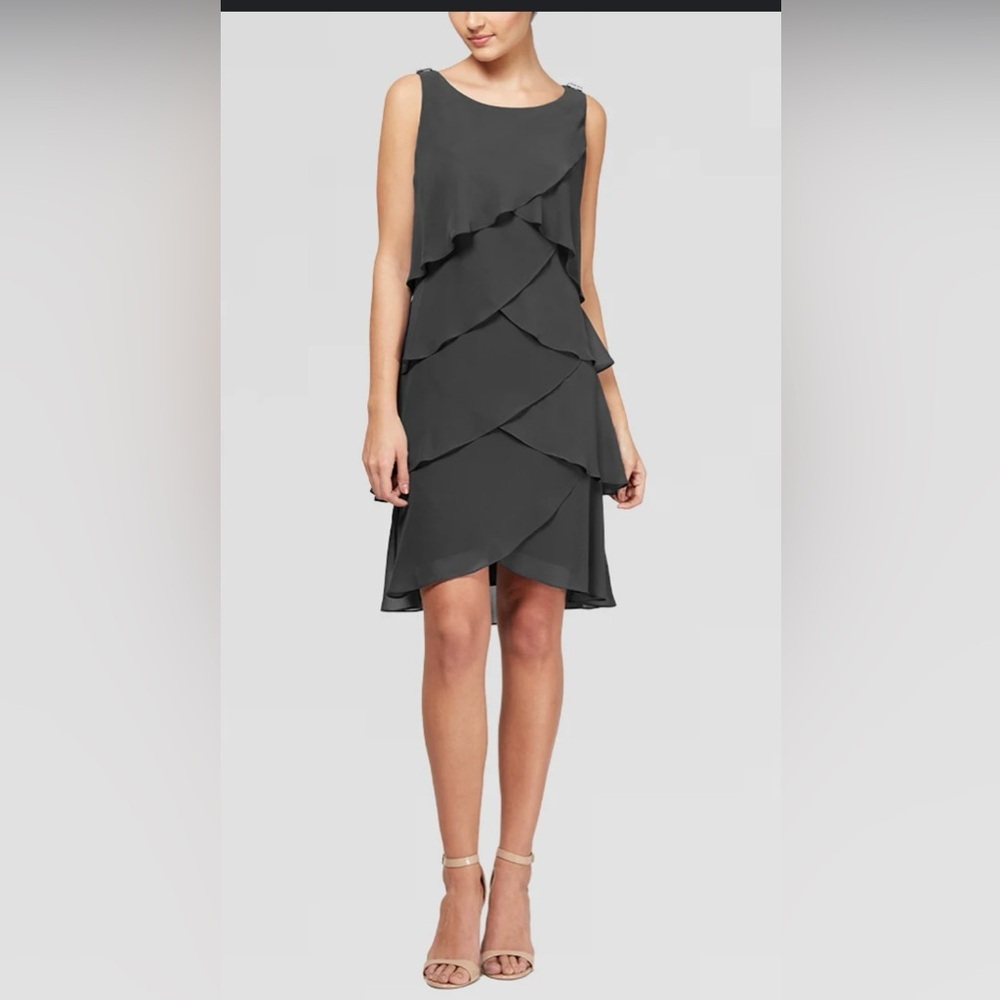 S.L. Fashions Black Satin Dress